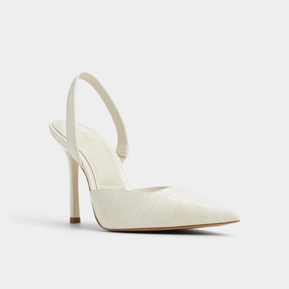 ALDO Berolden Cream Pointed Toe Slingback Heels Sz 8.5 BNWB